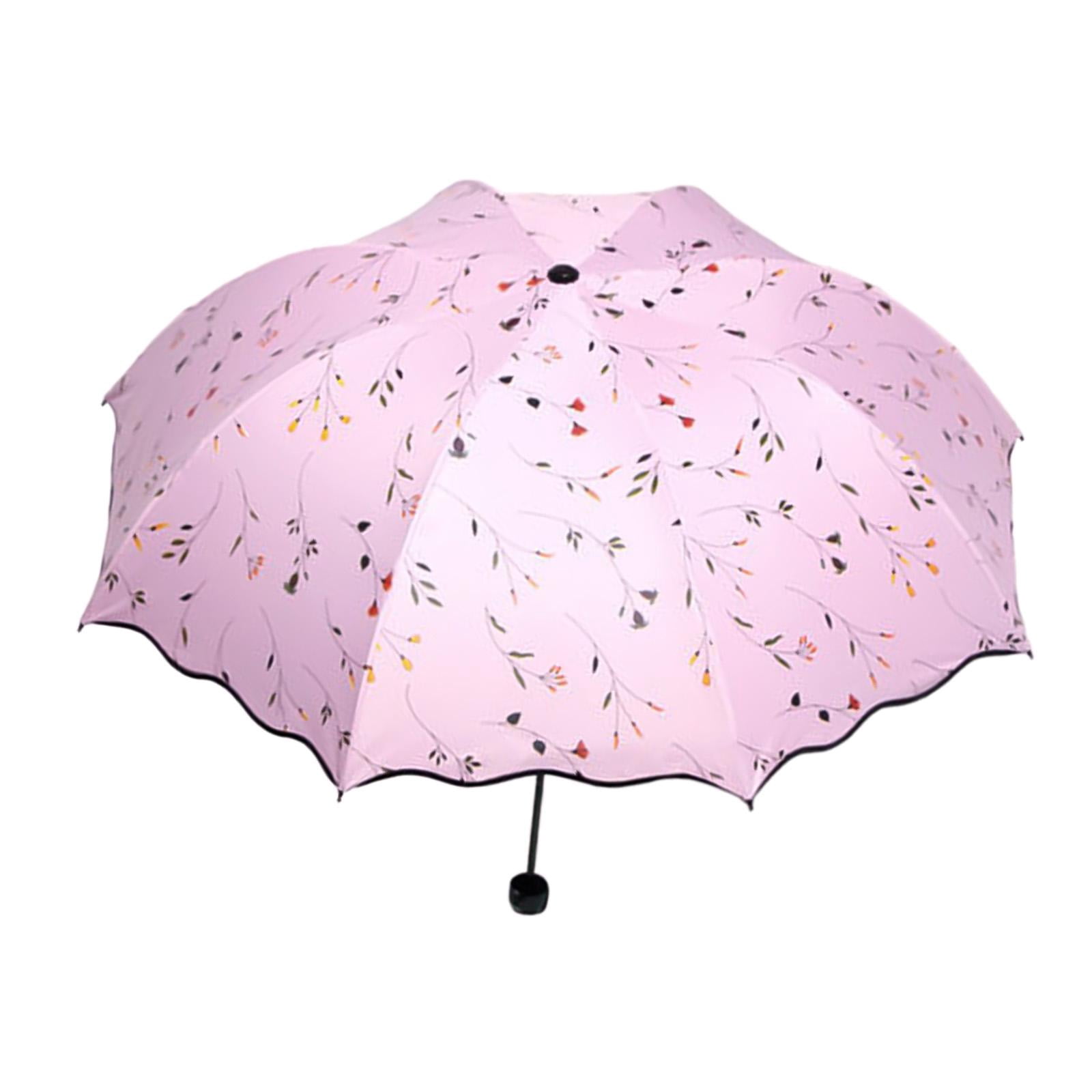 Abbraccia Foldable Umbrella Travel Umbrella for Men Women Rainproof Rain Umbrella Sun Umbrella for Purse for Backpacking Summer Walking Pink