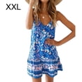 thumbnail image 1 of Vestido corto sin mangas con estampado floral Vestido de verano con cuello en V para mujer, Azul, XXL Scienceny AP002157-15, 1 of 5