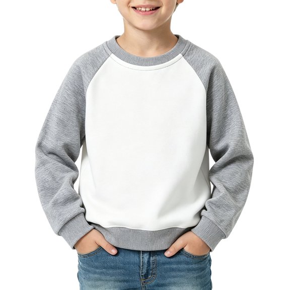 Vividxx Boys Sweatshirts Boys Color Block Long Sleeve Crewneck Sweatshirt Casual Pullover Top Soft Blend Kids Activewear For Fall Winter Loose Fit 8-9 Years