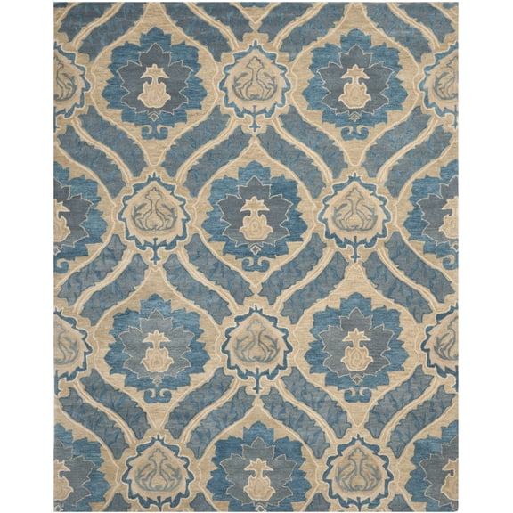 SAFAVIEH Wyndham Evan Damask Floral Area Rug, Blue/Grey, 7' x 7' Round