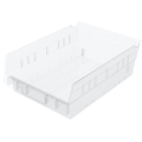 Akro-Mils 30150 12-Inch by 8-Inch by 4-Inch Clear Plastic Nesting Shelf Bin Box, 12-Pack