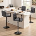 thumbnail image 2 of Daluvenix Bar Stools Set of 2， PU Leather Adjustable Swivel Barstools，Hydraulic Counter Height Bar Chairs with Armrest Back for Kitchen Island，Gray, 2 of 9