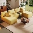 thumbnail image 4 of 140 '' Oversized U-Shaped Chaise Sofa Modern Modular Cloud Couch with Deep Seating Upholstered Sofa for Living Room Bedroom,No Assembly Required, Yellow(Teddy Fabric), 4 of 8