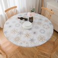 thumbnail image 3 of GFDYREE Round Vinyl Fitted Tablecloth with Flannel Backing Elastic Edge Plastic Table Cover - Fireworks - Waterproof Table Cloth Stain-Resistant Wipeable for 45"-56" Round Table, 3 of 7