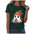 thumbnail image 4 of Linfrsh Halloween Costume Halloween Shirt For Women Fashion Print T Shirt Short Sleeve Women Short Sleeve Round Neck Tee T Shirt Printing Loose Top, 4 of 6