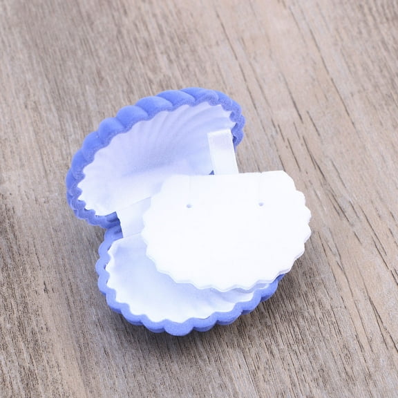WHAMVOX 1 Piece Shell Shape Lovely Wedding Engagement Ring Box For Earrings Necklace Bracelet Jewelry Display Gift Box Holder (Sky Blue)