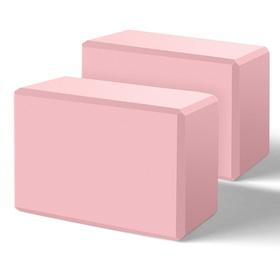 Biguphate Yoga Blocks 2 Pack, EVA Foam Yoga Blocks, Soft Non-Slip Exercise Blocks - Pink