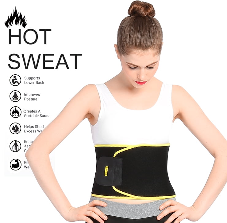 Sweat Band Wrap Waist Trimmer Belt Tummy Stomach Weight Loss Fat Burner Slimming 