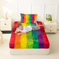 thumbnail image 3 of Manfei Kawaii Rainbow Twin Fitted Sheet, Graffiti Printing Blocks Bedding, Yellow Green Red, 2-Piece, 1 Fitted Sheet and 1 Pillowcase, 3 of 6