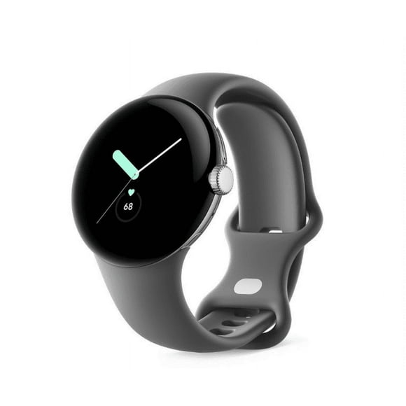 Refurbished Google GA03305-US Pixel Watch Silver Stainless Steel Smartwatch 41mm with Charcoal Active Band Wifi/BT - Silver/Charcoal