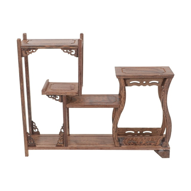 MasteelfCA Wooden Antique Shelf Curio Display Rack Tea Canister Display Stand Home Decor