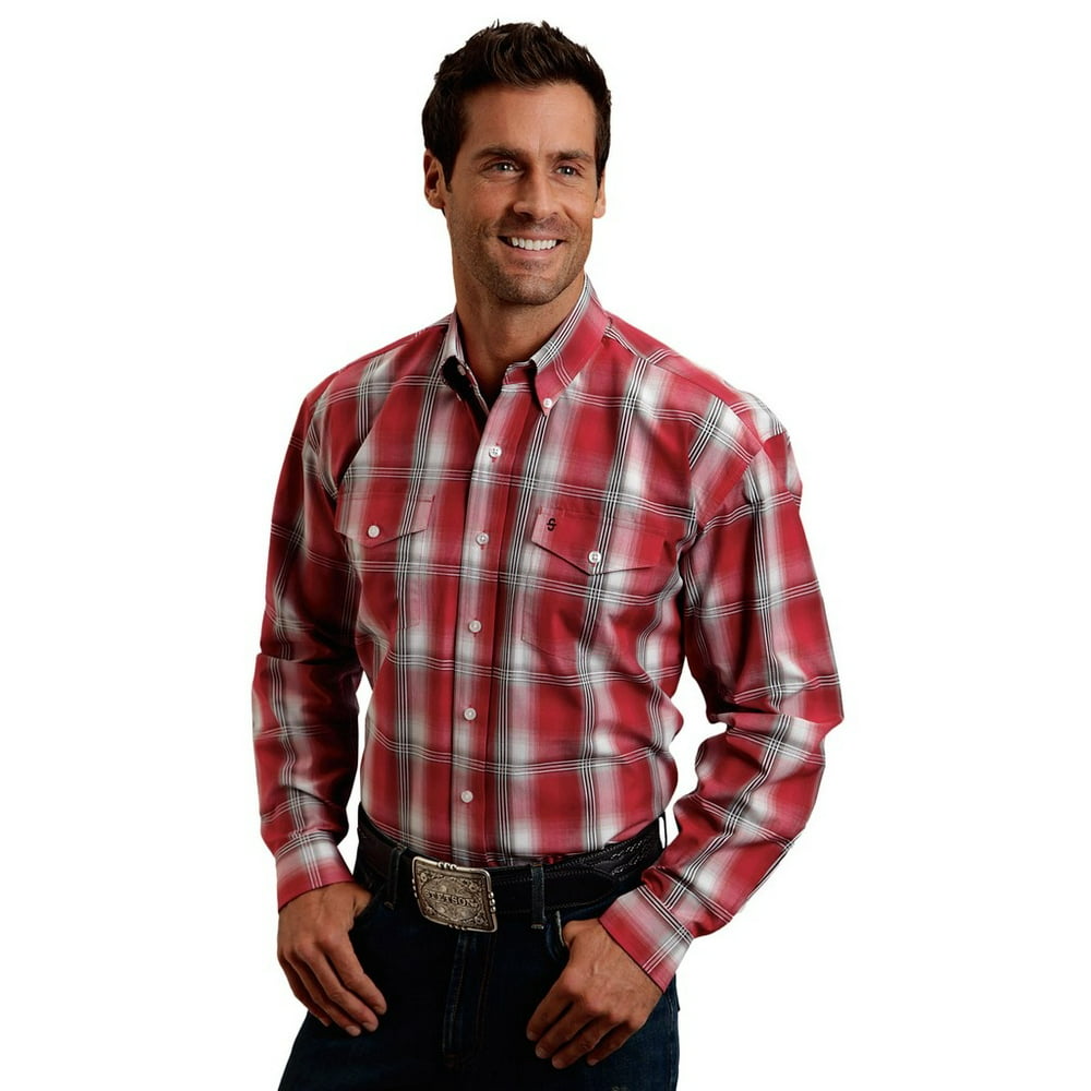 Stetson - Western Shirt Mens L/S Plaid Button Red 11-001-0578-0425 RE ...