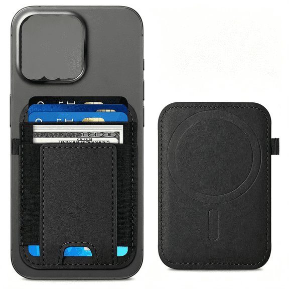 KUMEE for Wallet,7 Card Holder,Rfid Blocking,Strongest Magnet Magnetic Wallet for Iphone 17/16/15/14/13/12 Series,For Card Holder with 2 Card Slots,Vegan Leather,Slim,Black