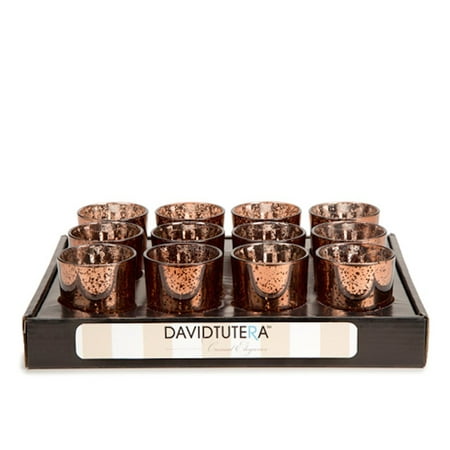 Wedding Party Candle Votive Holders Pink Gold Burlap Silver (12, Copper Mercury Spotted), These glass votive cups from the David Tutera Collection By David (Best Way To Remove Soot From Glass)