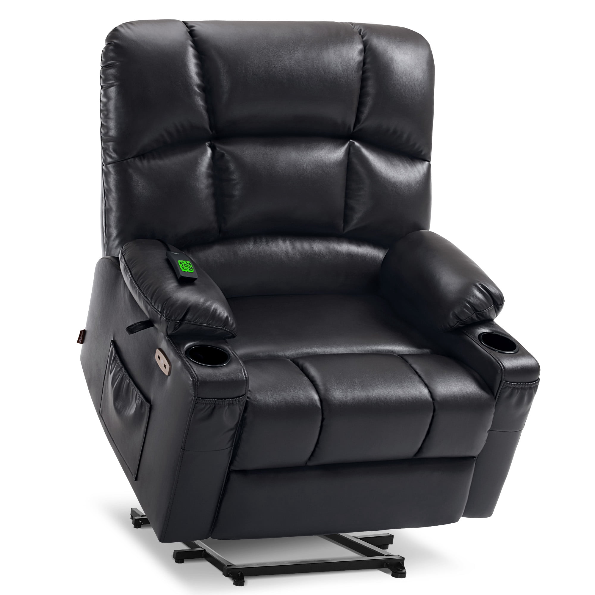 MCombo Oversized Lay Flat Power Lift Recliner with 27.2'' Wide Seat for Bariatric Elderly, Infinite Position, Faux Leather(Medium-Wide, Black)