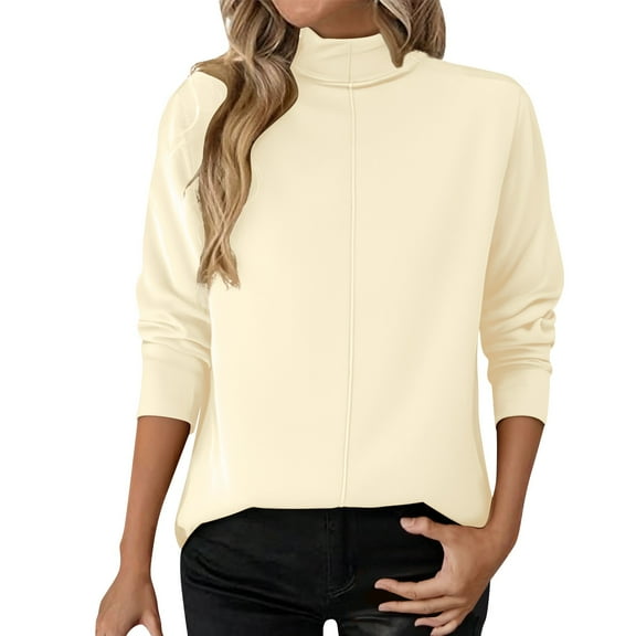 ZJXFGS Women'S Pull Over Tops Fall Long Sleeve Tops School Outfits for Teachers Early Fall Tops for Women Beige L