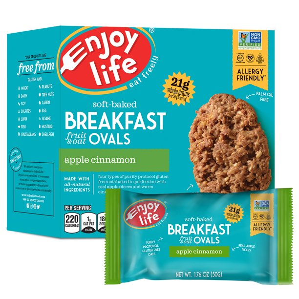 Enjoy Life Soft Baked Apple Cinnamon Ovals Breakfast Bars, Nut Free