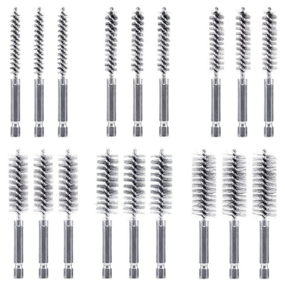 Bore Brush Set - 18pcs Small Wire Bore Brushes for Power Drill, Stainless Steel