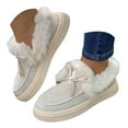 thumbnail image 3 of Leozcaa Pantoufles Mocassins pour Femmes en Microsuède Doublées Chaudes Confortables avec Nœud pour Intérieur Extérieur à Enfiler, 3 of 6