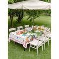 thumbnail image 3 of Spring Easter Outdoor Tablecloth - 60x102 Inch Rectangle Dining Table Cover, Colorful Tulip Floral Eggs Pink Plaid Waterproof Outdoor Table Cloth with Umbrella Hole & Zipper for Picnic/Patio/Party, 3 of 7