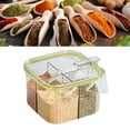 thumbnail image 4 of Condiments Container, Transparent 4 Grid Spice Box Sealed Safe with 4 Spoons for Salt for Home Kitchen, 4 of 7