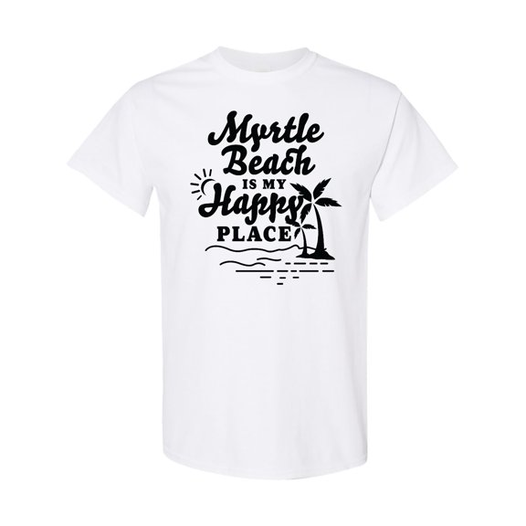 Inktastic Myrtle Beach is My Happy Place with Palm Trees T-Shirt