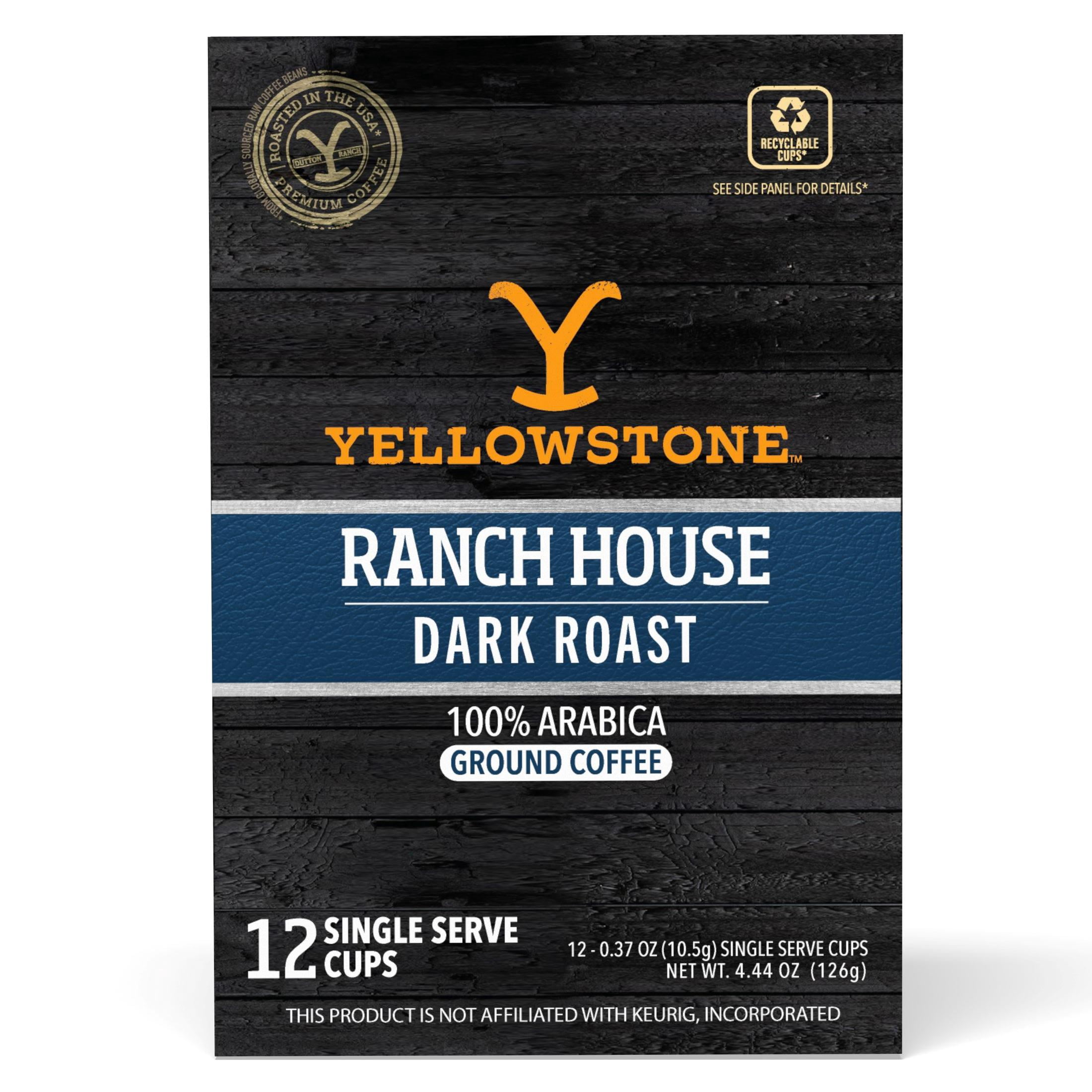 Yellowstone Ranch House Dark Roast Coffee Single Serve Pods 12 ct, 6 pack