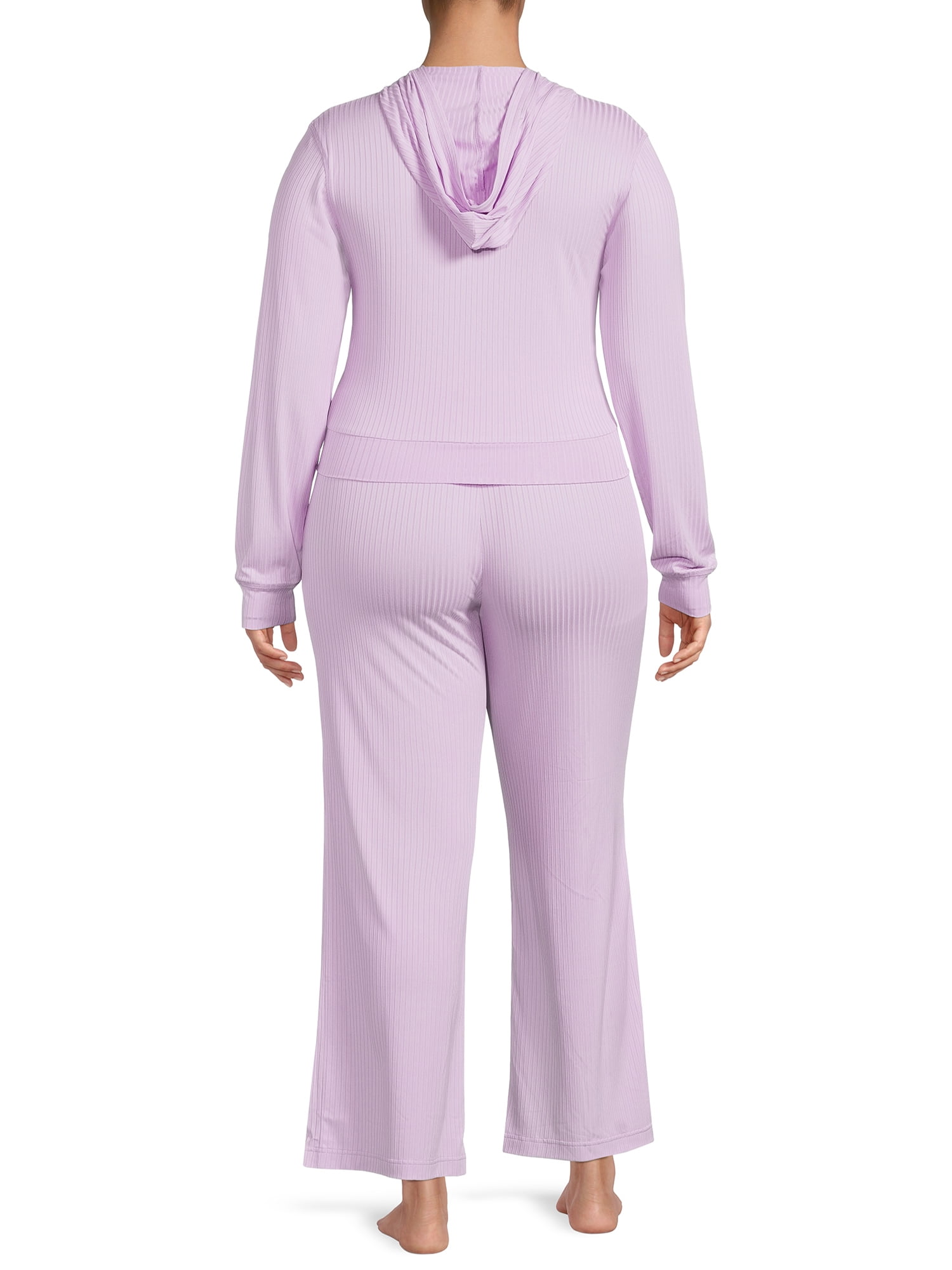 Secret Treasures Women's Ribbed Full Zip Hoodie and Pants Set, 2-Piece