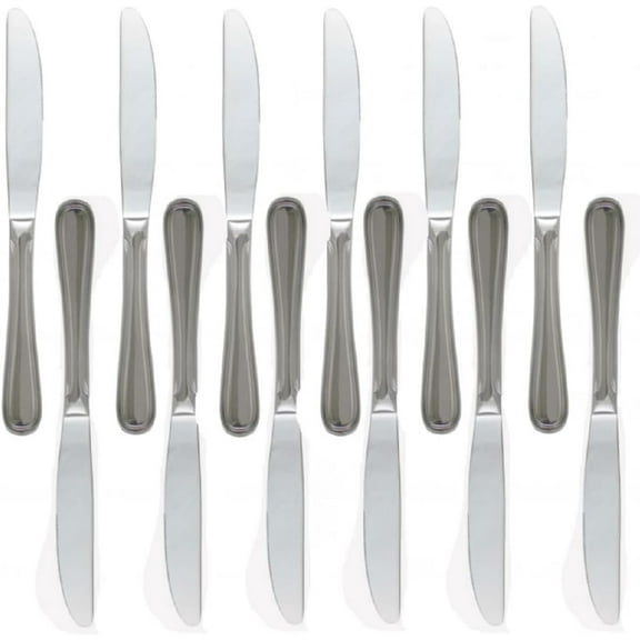 TrueCraftware- Set of 12 Stainless Steel Atlantic Dinner Knife- Stainless Steel Flatware Cutlery Kitchen Tableware Set for Home and Restaurant Butter Knife Spreader Table Knives