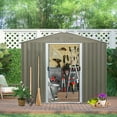 thumbnail image 4 of CarButler 8x6ft Metal Outdoor Storage Shed with Window and Lockable Sliding Doors for Garden Backyard Patio Lawn Gray, 4 of 7