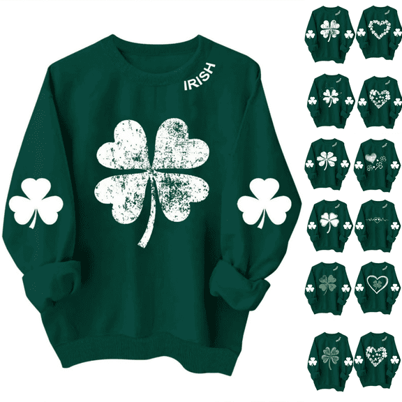 POTETI St Patricks Day Sweatshirt Women Long Sleeve Crew Neck Shirts Tops