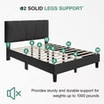 thumbnail image 6 of Novilla Queen Size Platform Bed Frame with Linen Fabric Adjustable Upholstered Headboard, No Box Spring Needed, Dark Gray, 6 of 7