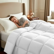 PEKUR All Season Comforter for Adults , Cozy & Lightweight,Box Stitched (Twin Size,White, 88x64)