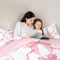 thumbnail image 5 of Manfei Cute Pink Bowtie 7 Pieces Bedding Comforter Set For Girls,Cartoon 3D Letter J Monogram KidsFull Bedding Set,Pink Reversible, 5 of 7