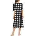 thumbnail image 2 of WBQ Women's Zipper Front House Coat Plaid House Dresss Short Sleeves Robe Zip up Bathrobes Loose Casual Nightgown Christmas Plaid Housecoat with Pockets, S-2XL, 2 of 6