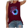 thumbnail image 2 of UTTOASFAY Women Letters Printing Sleeveless Tops O-Neck Vest Tank Shirt Tunic Blouse Tops Wine XXL, 2 of 4