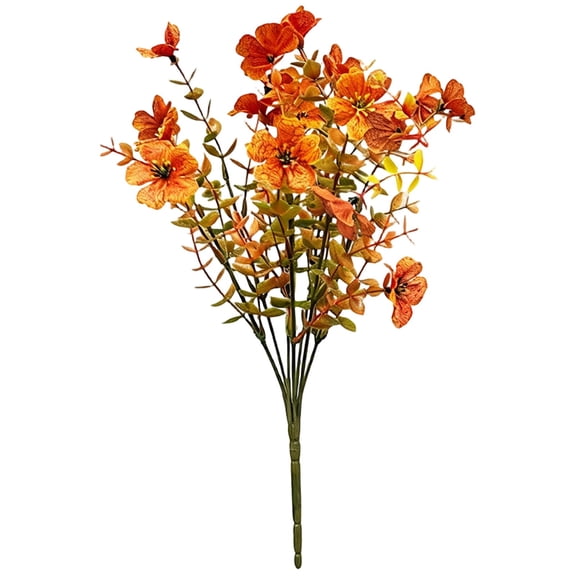 Artificial Fall Decorations, Harvest Autumn Faux Floral Stem Branches, Eucalyptus Bouquet with Violet Flower for Vase Arrangement, Silk Flowers Plants Bouquets for Home Indoor Table Fireplace, 14.17"