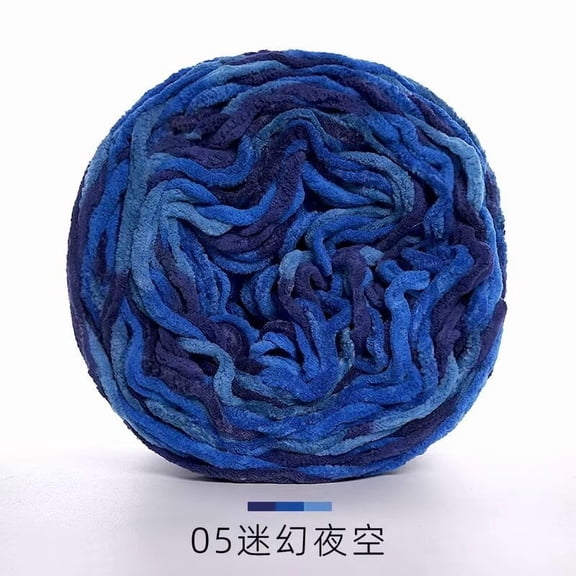 XmhyTop 1 Roll 185g Multi Color Fluffy Soft Polyester Yarn, Premium Durable Blanket Yarn for Crocheting, Knitting & DIY Handmade Craft Projectsblue tones