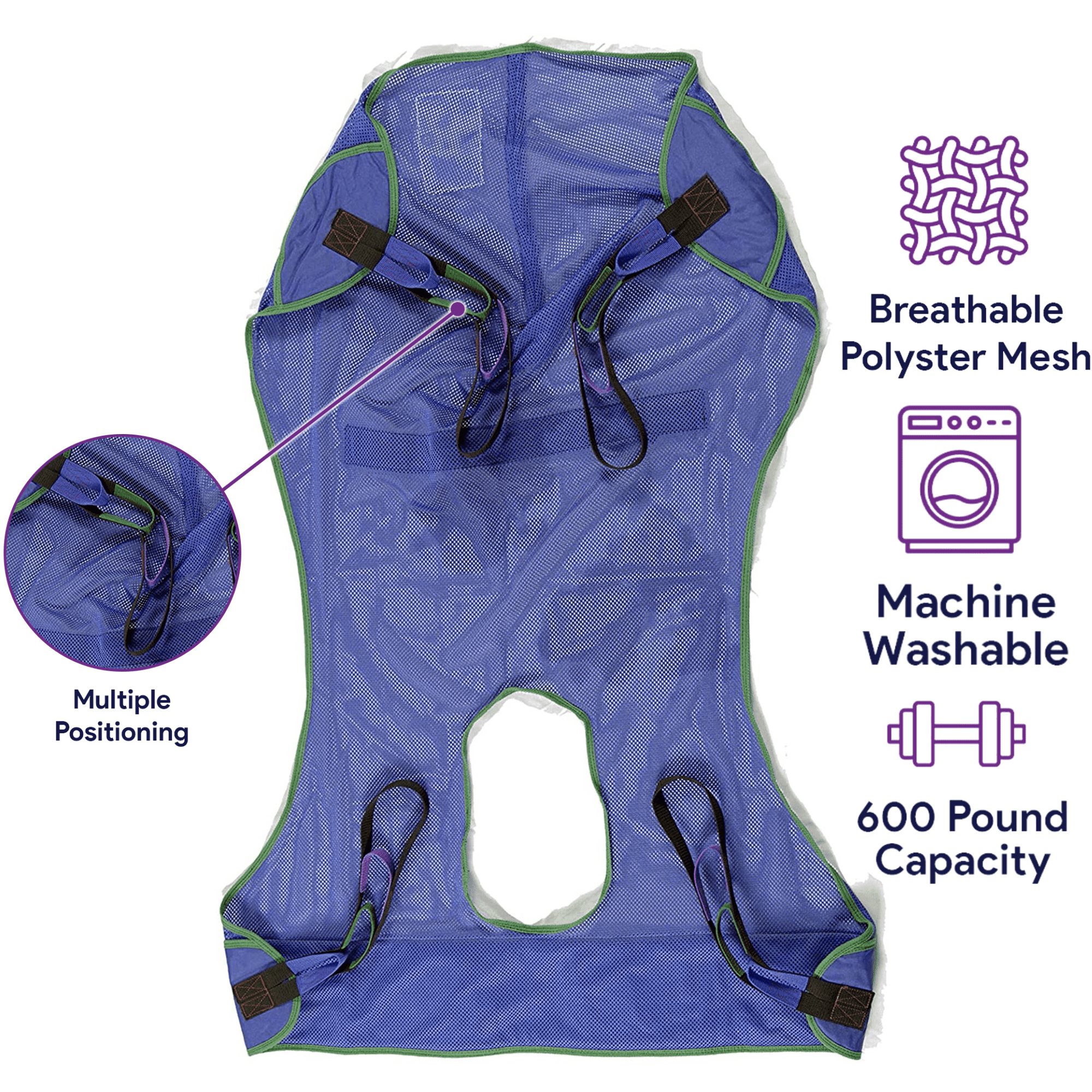 ProHeal Universal Full Body Mesh Lift Sling With Commode Opening, Slings for Patient Lifts - Compatible with Hoyer, Invacare, McKesson, Drive, Lumex, Joerns
