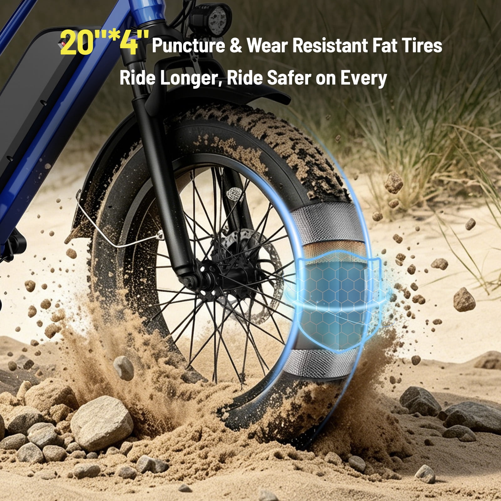 YareYi Electric Bike for Adults, 2000W Peak E-Mountain Bicycle, 20"x4" Fat Tire 30mph Ebike, 48V 624Wh Removable Battery 70Miles Range, 7 Speed and Full Suspension UL2849