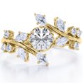 thumbnail image 1 of 1.25 Carat Round Shaped Moissanite - Cathedral Prong Set - Nature Inspired Engagement Ring - 18K Yellow Gold Plating Over Silver, 1 of 4