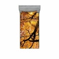 thumbnail image 2 of Nature Bedding Set with Sheet & Covers, Sun Through Leaf Golden Yellow Vivid October Foliage Harvest Serene Paradise Photo Art, Printed Bedroom Decor 2 Shams, 4 Sizes, Orange, by Ambesonne, 2 of 3