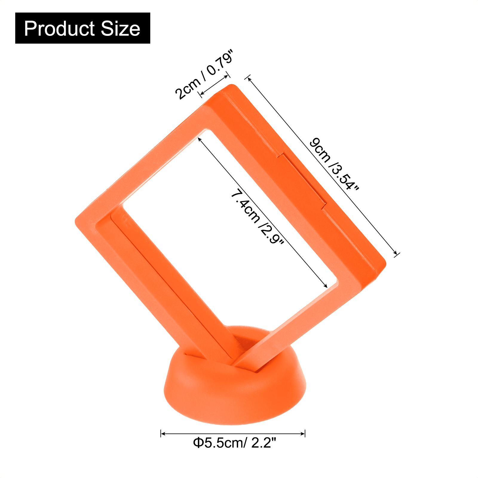 Unique Bargains 4Pcs Floating Frame Display Holder Stand 3.54" x 3.54" x 0.8" Orange