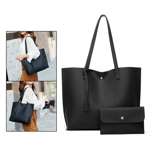 Bolsos tote Bolsos grandes de cuero y bolsos de para mujer Asa Hombro Satchel Hobo Bolsos Negro Baoblaze Bolsos de hombro para mujer Walmart en linea