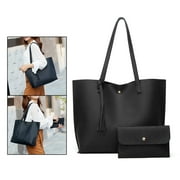 Tote Bag Large Purses and Handbags for Women Top Handle Shoulder Hobo Bag with Small Purse Black