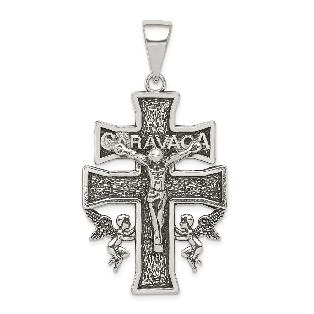 Diamond2Deal 925 Sterling Silver Antiqued Large Caravaca INRI Crucifix Cross Pendant 