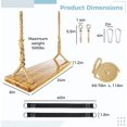 thumbnail image 5 of Wooden Tree Swing,Wooden Swing for Adults/Kids with 500lbs Load Capacity,Adjustable Hemp Rope Plus Tree Straps 100 inch, Hanging Wooden Swing for Indoor, Outdoor, Garden,Yard,Backyard (Adult), 5 of 7