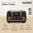 thumbnail image 2 of Haden Heritage 4 Slice Wide Slot Toaster & Dorset 1.7L Electric Water Kettle, Black/Copper, 2 of 12