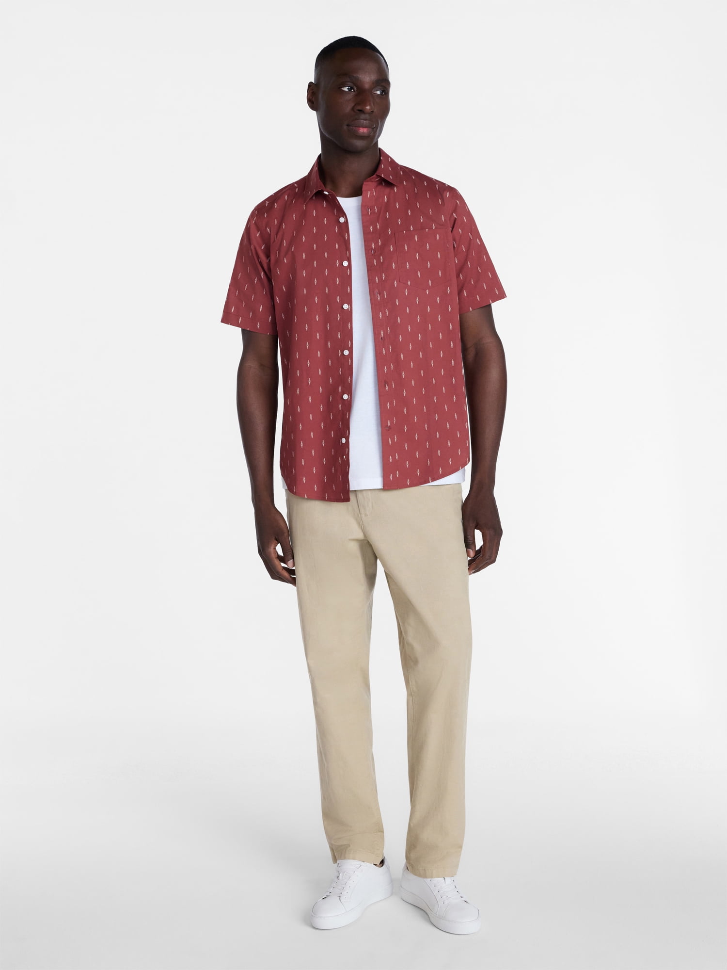 George Men's Poplin Shirt with Short Sleeves, Sizes XS-3XL