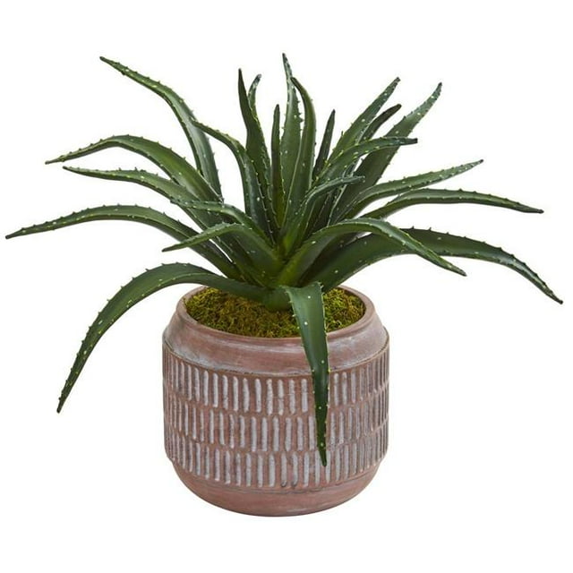 Nearly Natural 8658 14 in. Aloe Succulent Artificial Plant in Decorative Planter
